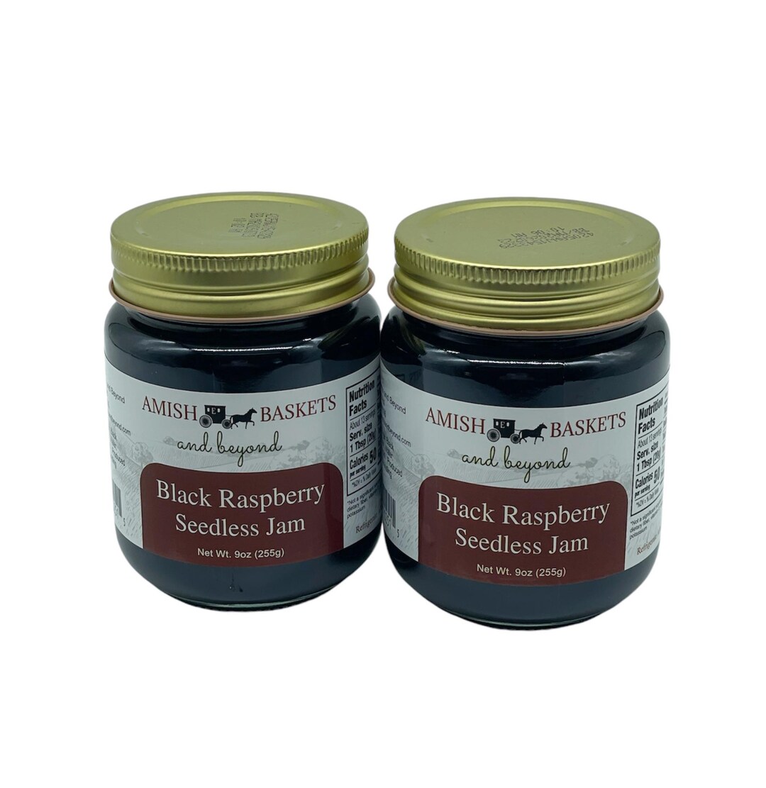 Amish Black Raspberry Seedless Jam Non GMO Vegan All Natural - 9 Oz - 2 ...
