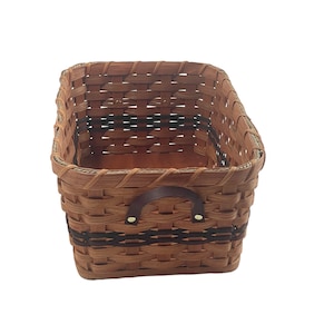 Amish Baskets Fruit Basket Handmade Solid Oak With Leather Handles Large image 8