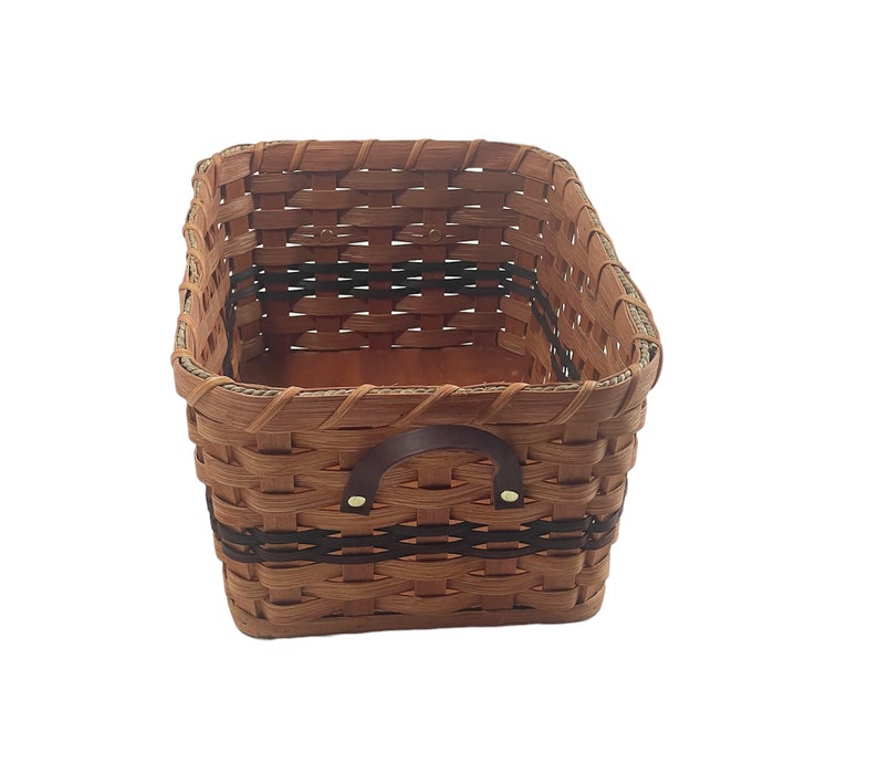 Amish Baskets Fruit Basket Handmade Solid Oak With Leather Handles Large image 8