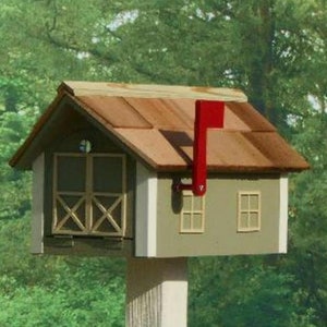 Amish Barn Mailbox Cedar Wood Painted Barn Mailbox 22.5&quot; x 14.5&quot; x 13&quot;