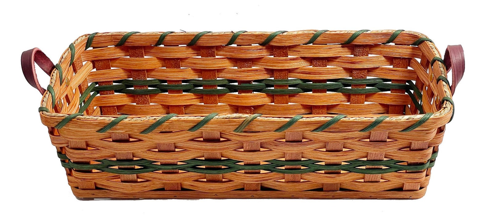 Amish Bread Basket Server Handmade With Leather Handles by Etsy