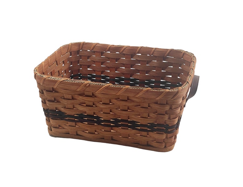 Amish Baskets Fruit Basket Handmade Solid Oak With Leather Handles Large Purple