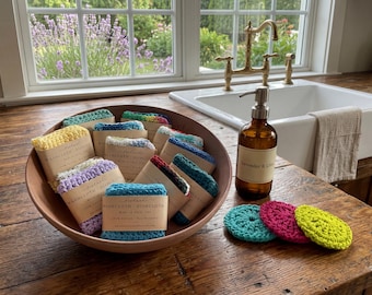 Handmade Crochet Dishcloth Cotton Washcloth Multi-Use for Shower, Bath, Dishes, Pans
