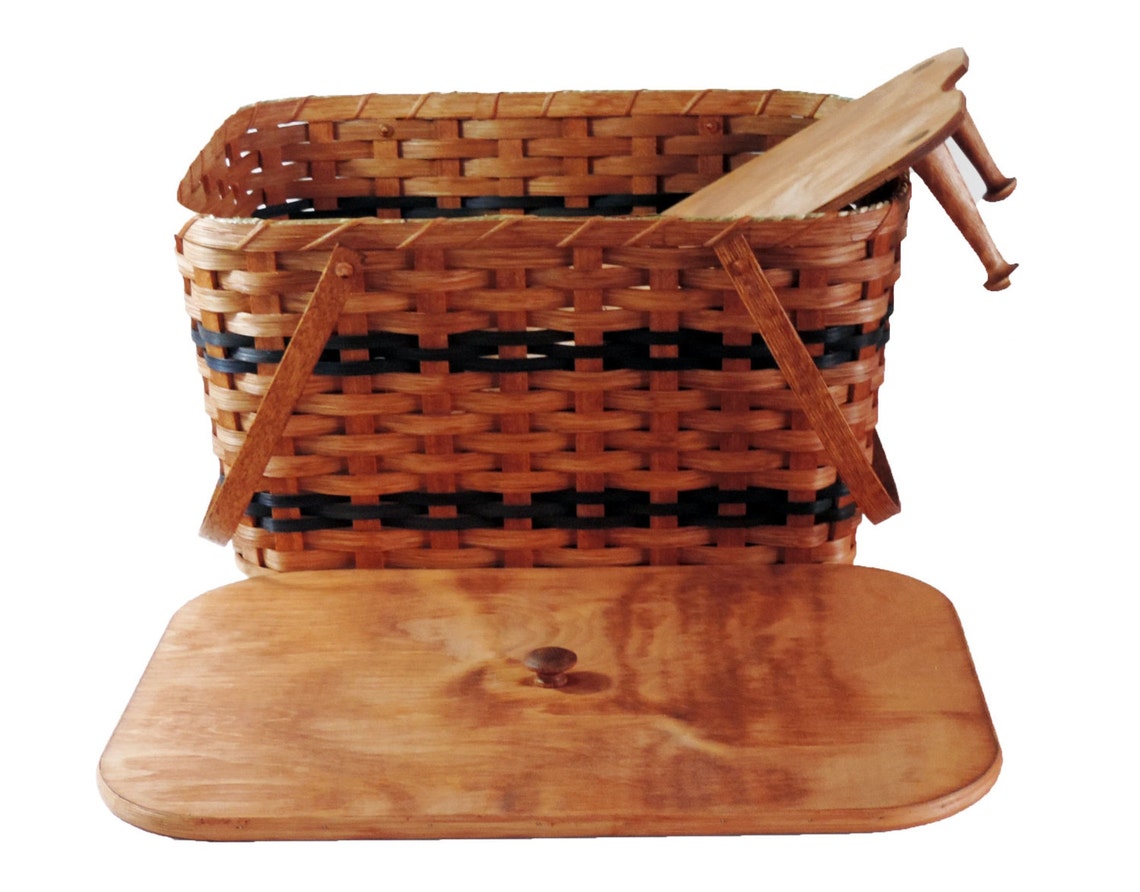 Amish Handmade Medium Picnic Basket with Inside Tray Lid and Etsy