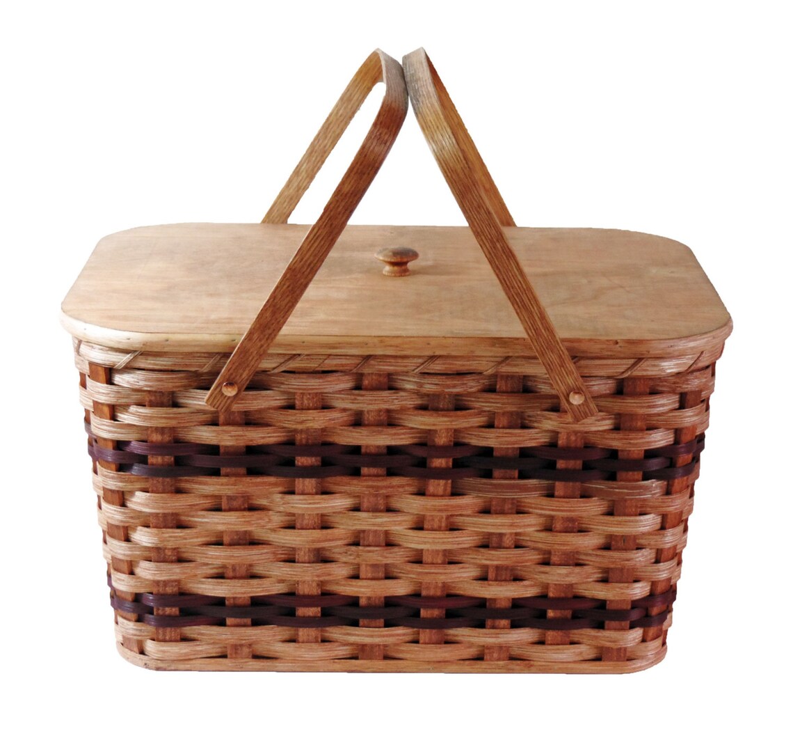 Amish Handmade Medium Picnic Basket With Inside Tray Lid and Etsy