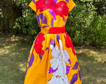 Sunny Vibes African Print Dress: Vibrant Yellow Floral Design | Handmade, Unique, and Stylish | Perfect for Every Occasion!