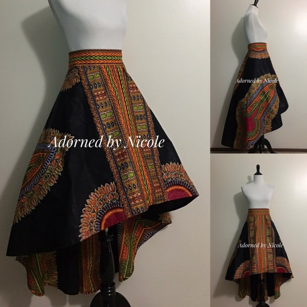 Dashiki High Low African Waxprint Skirt