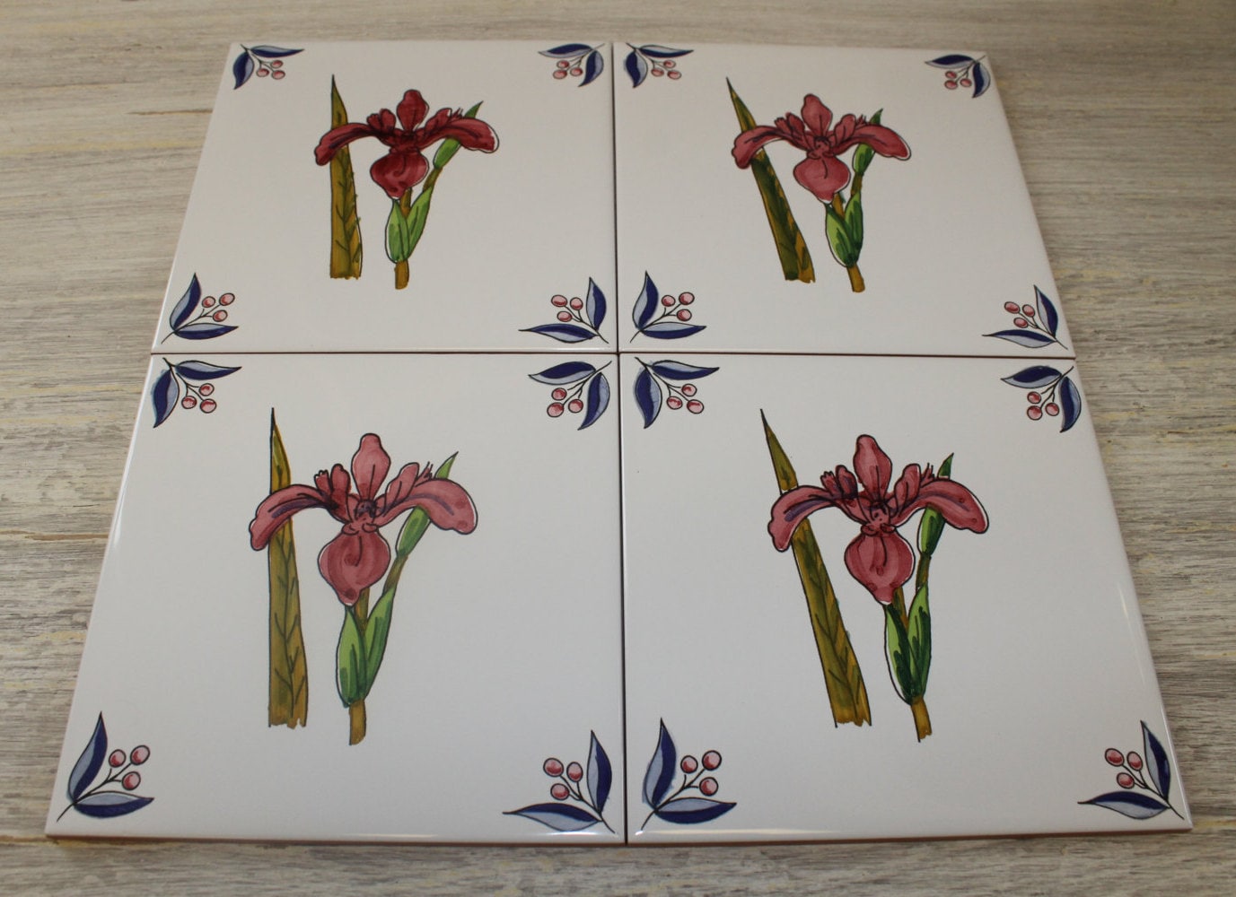 Rojo Iris flor terracota azulejo / decoración baño de cocina | Etsy