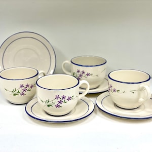 Lavender Flowers Cup & Saucer - Set of 4