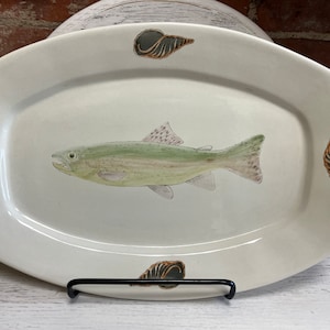 Dark Shell Medium Serving Platter ~ Seaside Collection ~ Hand Painted And Handmade in Portugal ~