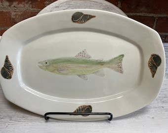 Dark Shell Medium Serving Platter ~ Seaside Collection ~ Hand Painted And Handmade in Portugal ~