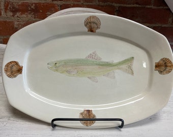 Brown Shell Medium Serving Platter ~ Seaside Collection ~ Hand Painted And Handmade in Portugal ~