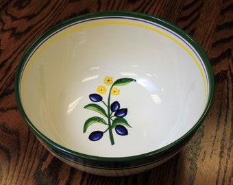 Hand-Painted Portuguese Ceramic Serving Bowl, OLIVA AZUL Collection