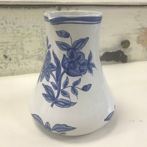 Blue and White Pitcher / Dalia Azul Collection / Hand-Painted in Portugal .