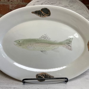 Dark Shell Oval Serving Platter ~ Seaside Collection ~ Hand Painted And Handmade in Portugal ~