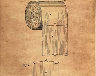 Reproduction Canvas Print of 1891 Toilet Paper Roll Patent