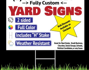 2 Pack Custom Design/Printed 18 x 24 Coroplast Yard Signs - Includes Stakes Design Using Our Online Custom Designer