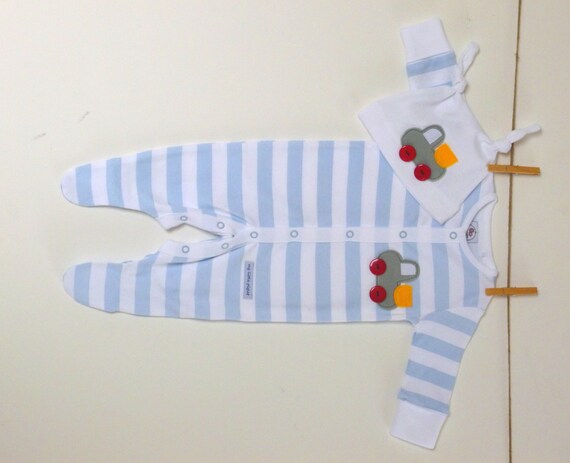 baby boy sleepsuit and hat set