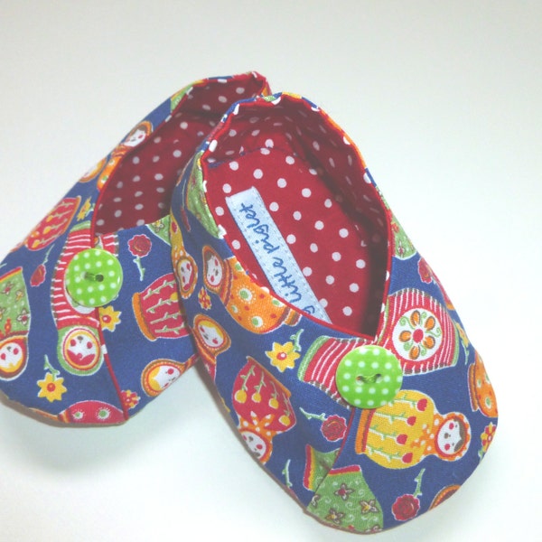 Matrioshka fortune cookie style baby booties  made to order Sizes 0-6 mths