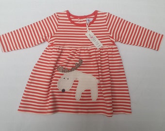 Reindeer baby girl dress 3-6 mths Christmas