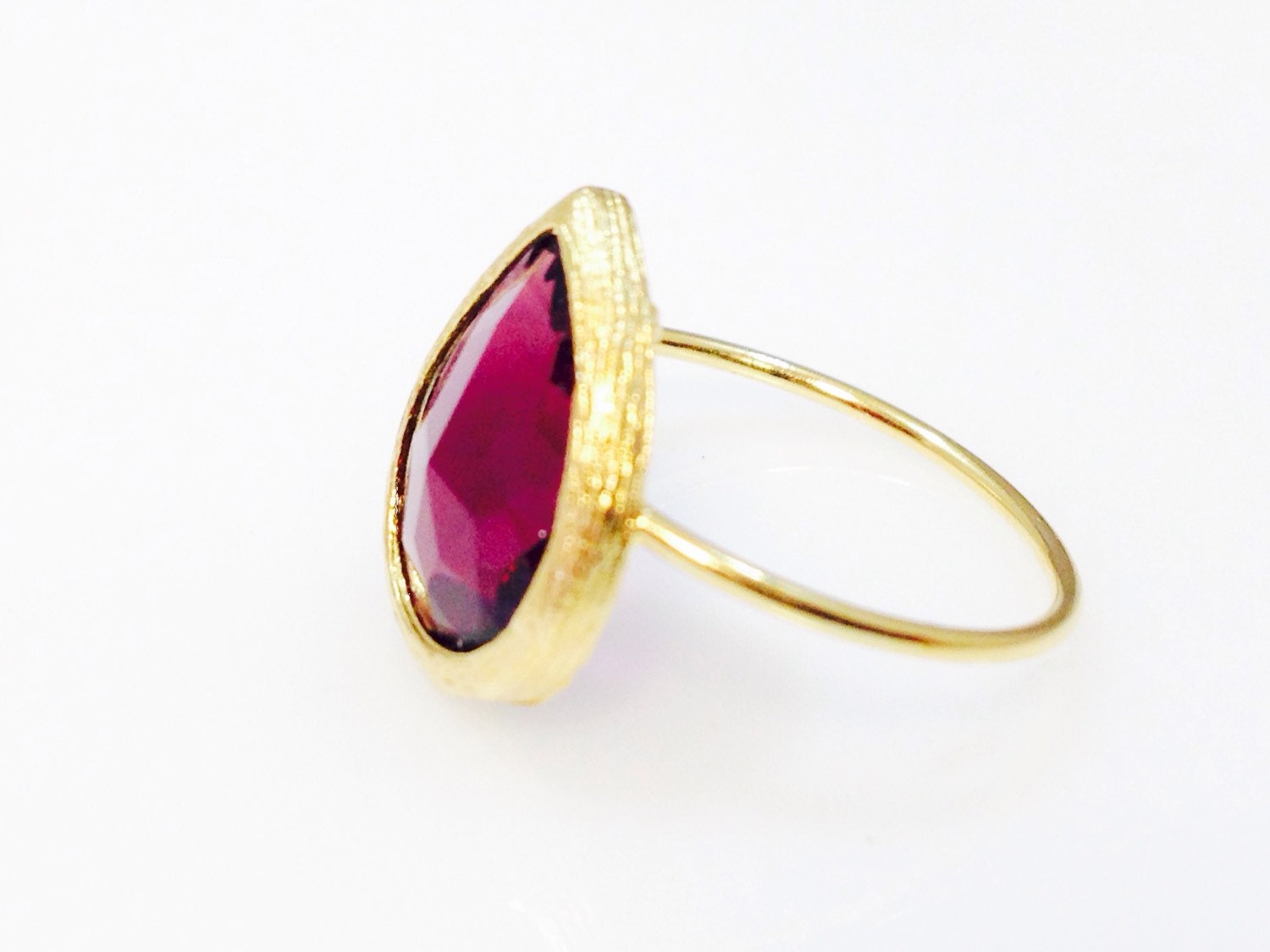Delicate Purple Tear Drop Gold Ring , Stacking Ring Gold Filled 14k ...