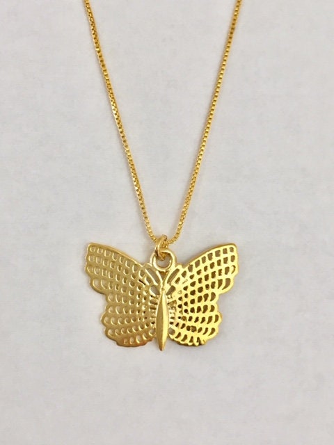 Details about   14k Gold Filled cz Butterfly Pendant necklace Good Luck Karma 