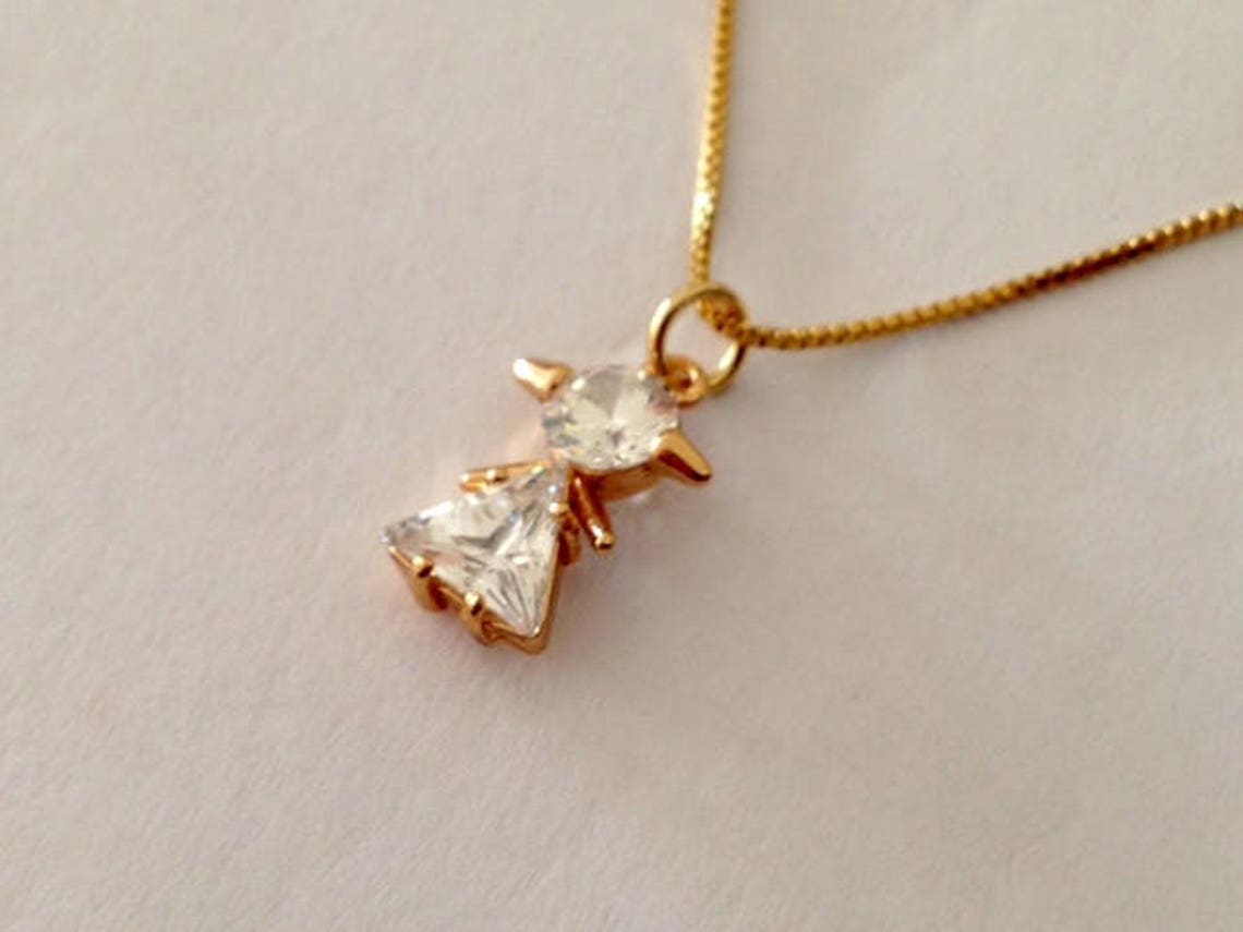 Girl Charmbaby Charms 18K Gold Filled Girl Cz Pendant - Etsy UK