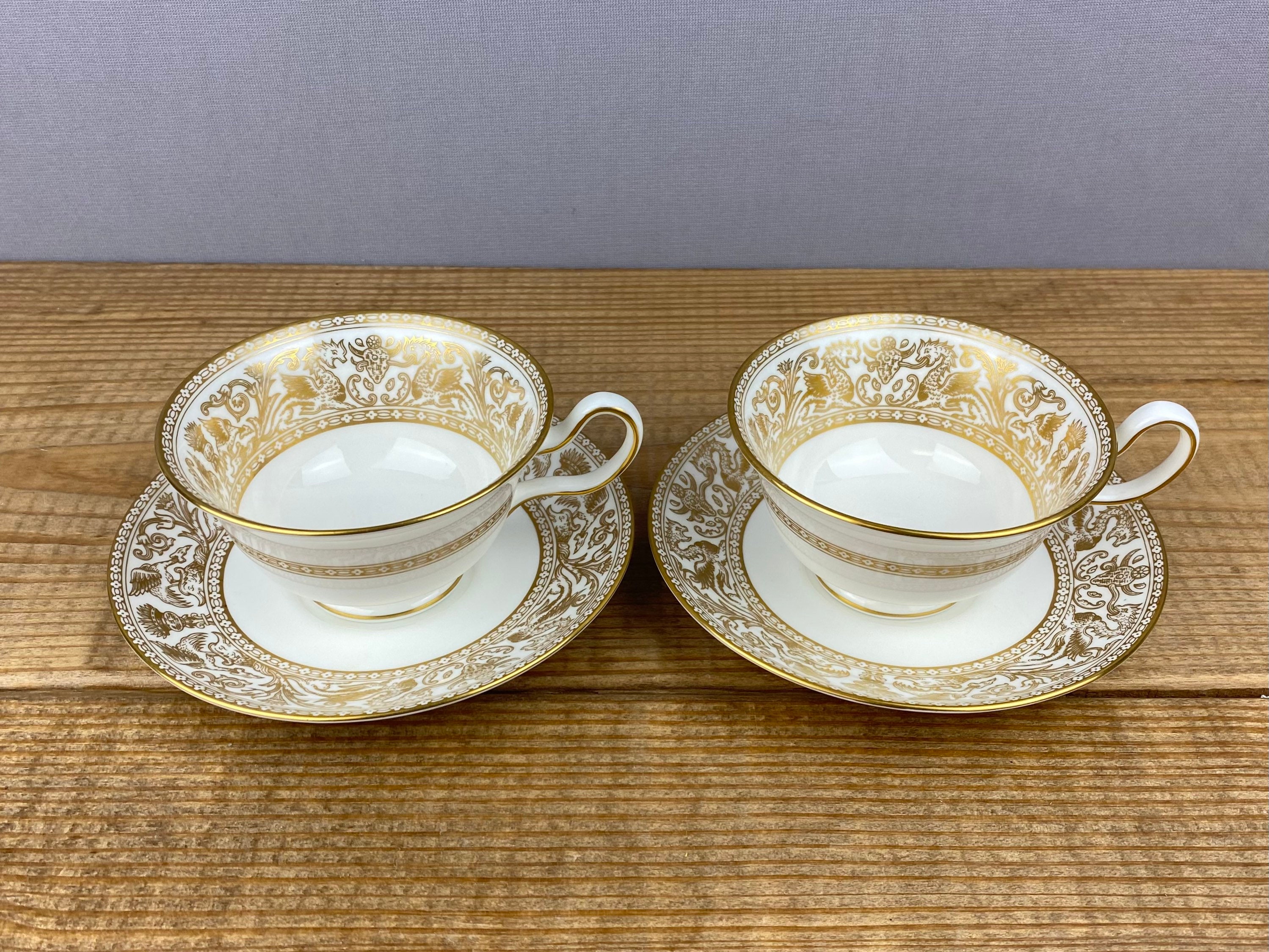 More Available! Wedgwood Gold Florentine Tea Cup and Saucer Set Excellent 