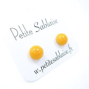 Yellow Sun earrings in Murano glass and hypoallergenic surgical steel (Stainless Steel), made by an Artisan Glassmaker