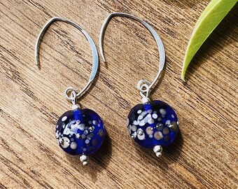 Handmade Purple Dangle Sterling Silver Earrings | Galaxy Jewelry | Women’s boho earrings | Minimalist | Stars | Dainty Gift Mother|Friend