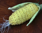 Corn on the Cob - Embroidered Plush Veggies - handmade, decorative, yellow, gift, vegetable, veggie, collectible, centerpiece, toy
