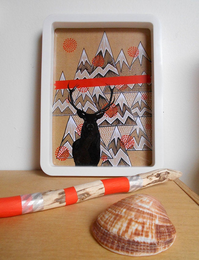 Illustration Encadrée Snow Time Vintage.