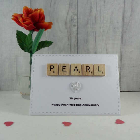 Personalised Unique Handmade Milestone 30th Pearl Wedding Anniversary card
