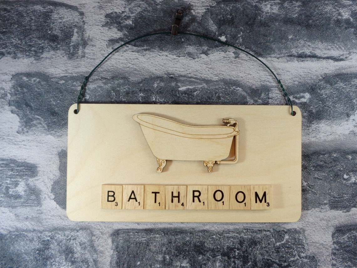 Bathroom door sign toilet plaque Housewarming gift Etsy