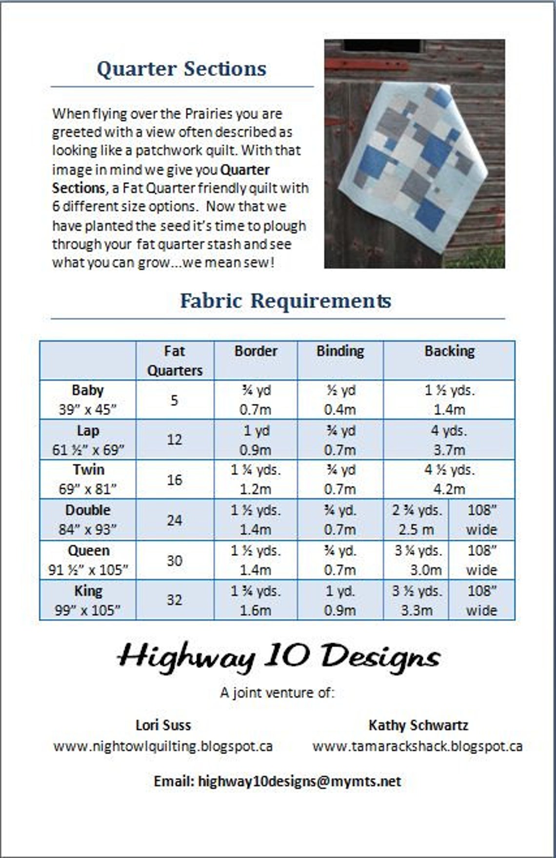 Quarter Sections PDF Quilt Pattern Etsy Canada