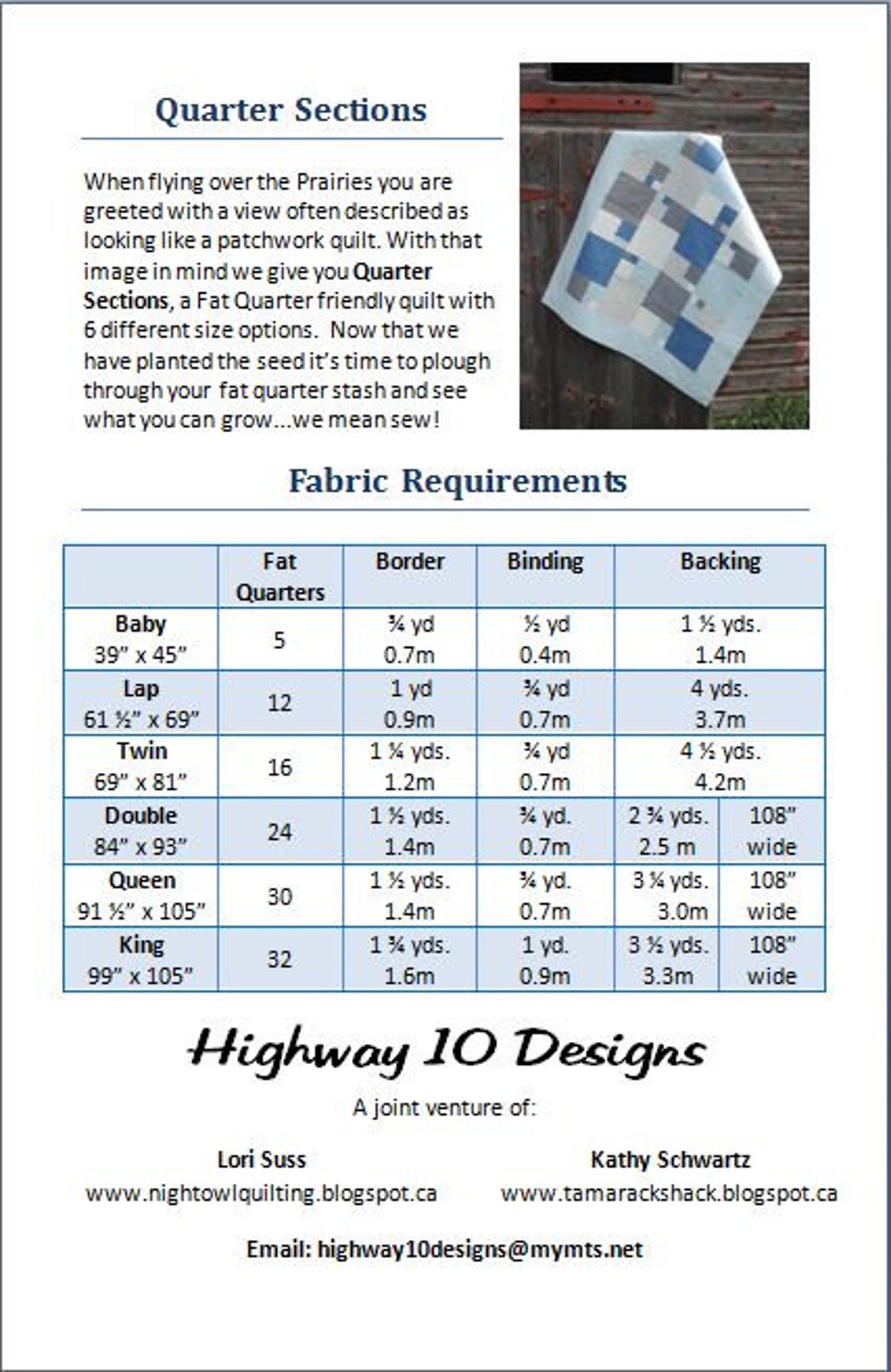 Quarter Sections PDF Quilt Pattern Etsy Canada