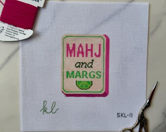 Mahj & Margs Mahjong Needlepoint Canvas | Hand-Painted 18 Mesh Canvas