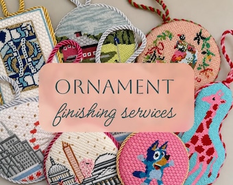 Needlepoint Ornament Finishing Service – Round, Square, Rectangular, and Irregular shaped Keepsakes