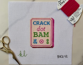 Crack Dot Bam Mahjong Needlepoint Canvas | Hand-Painted 18 Mesh Canvas | Mahjong Gift | Mahjong Needlepoint