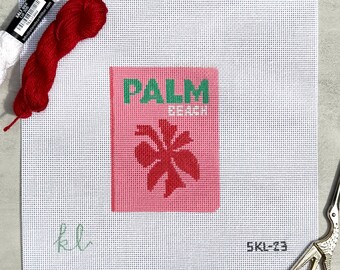 Palm Beach Coffee Table Book Needlepoint Canvas | Travel Inspired Needlepoint | Palm Beach Needlepoint