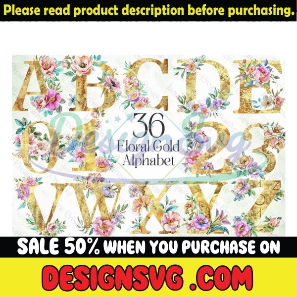 Floral Gold Alphabet Sublimation Bundle, Pink Peonies Flower Alphabet PNG