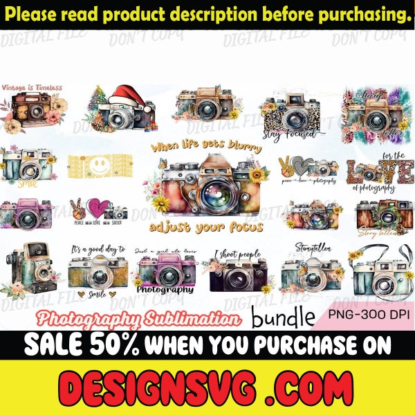 Photography Sublimation Bundle PNG, Funny Photograph Quotes Png, Floral Camera Png