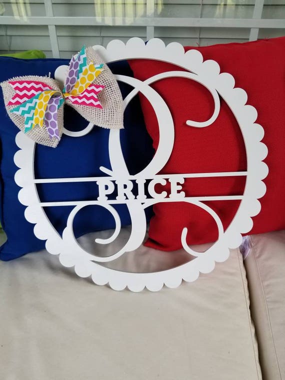 Wood Monogram Circle Monogram Front Door Wreath Unfinished Etsy