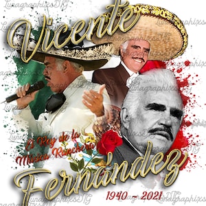 Vicente Fernández Tribute Digital Download, El Rey, Per sfondi bianchi o colorati PNG, 300 DPI,