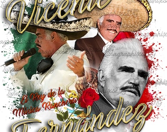 Vicente Fernández Tribute Digital Download, El Rey, For White or Colored Backgrounds PNG, 300 DPI,