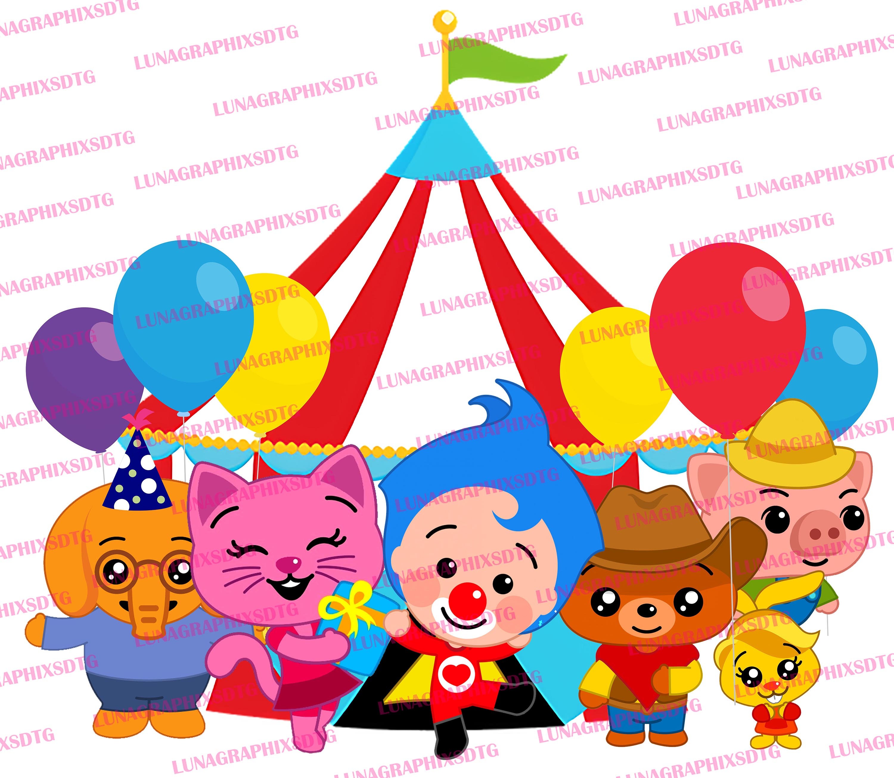 7 Pcs Plim Plim Birthday Party Decoration, Carnival Circus Clown Honeycomb  Centerpieces 3D Double Sided Table Decorations, Photo Booth Props for Kids