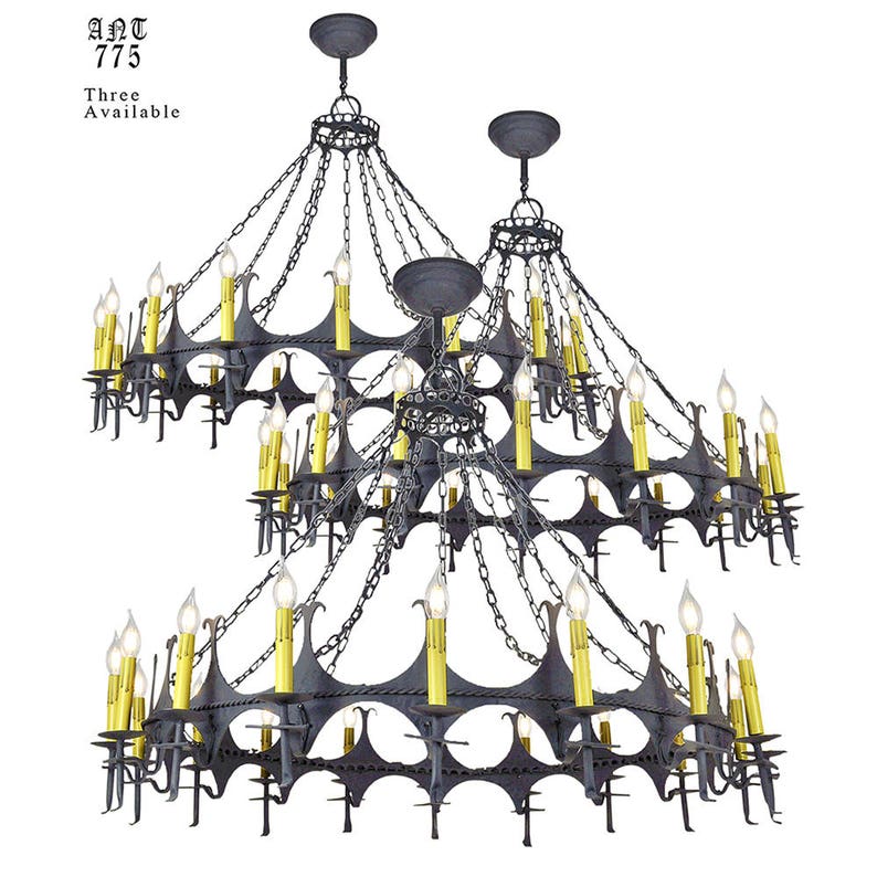 Large 48 Inch Wide Chandelier Gothic 18 Light Candle Ceiling Image 0