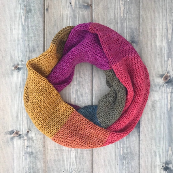 The Cadence Scarf | Women's Knit Infinity Scarf in Chimera | Women's Colorful Infinity Scarf | Rainbow Infinity Scarf | Gifts for Mom