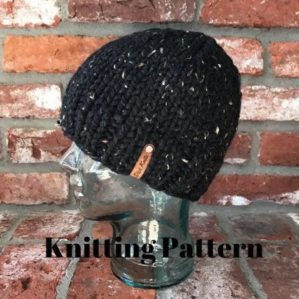Knitting Pattern // The Dylan Beanie | Men's Warm Winter Hat Pattern | Fitted Classic Beanie Hat Pattern | Beginner Simple Knit Hat Pattern
