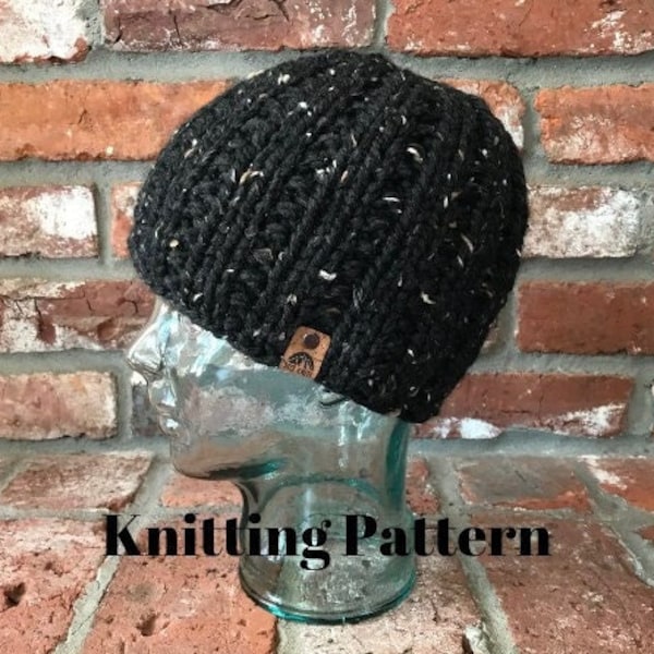 Knitting Pattern // The Redwoods Beanie | Men's Warm Winter Hat Pattern | Fitted Beanie Hat Pattern | Beginner Simple Knit Hat Pattern